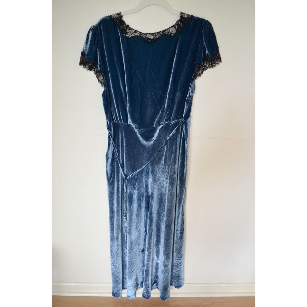 Rixo Red Velvet Clarice Midi Dress Steel Blue Size 2X - Picture 7 of 8